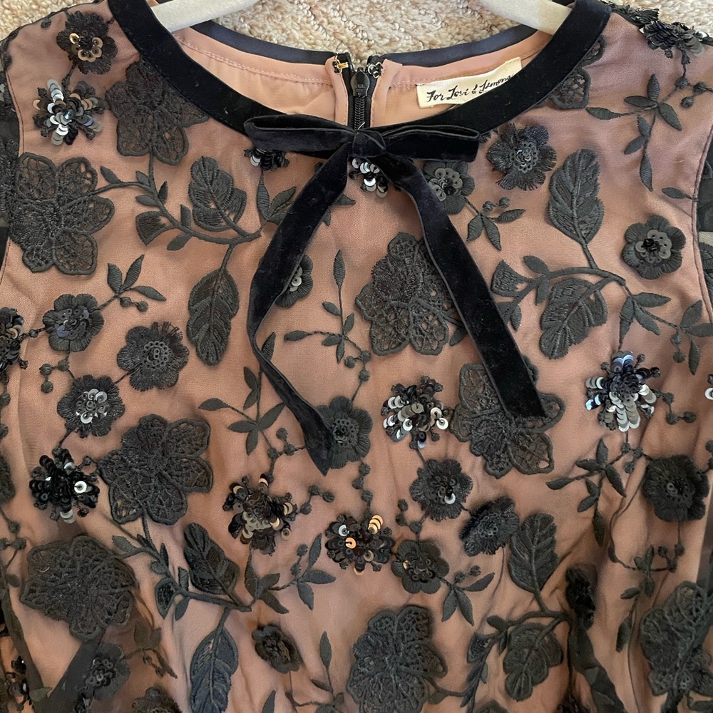 For Love and Lemons Floral Lace Sequin Mini Dress